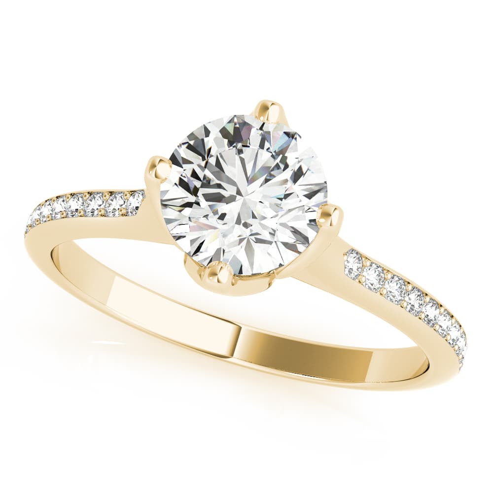 Single Row Prong Set Engagement Ring, style 51122, Front view in yellow gold