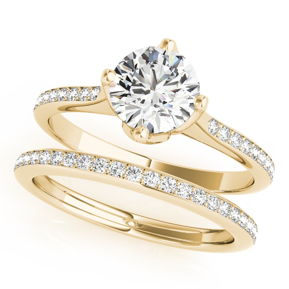 Single Row Prong Set Engagement Ring, style 51122, On hand view in yellow gold