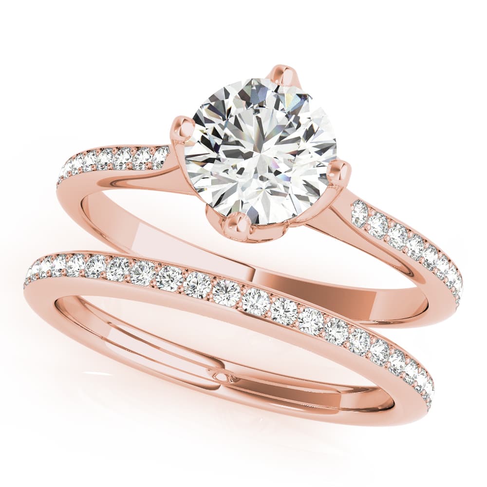 Single Row Prong Set Engagement Ring, style 51122, On hand view in rose gold