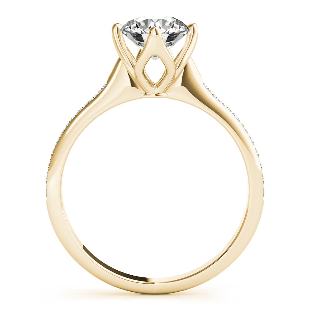 Single Row Prong Set Engagement Ring, style 51122, Side view in yellow gold