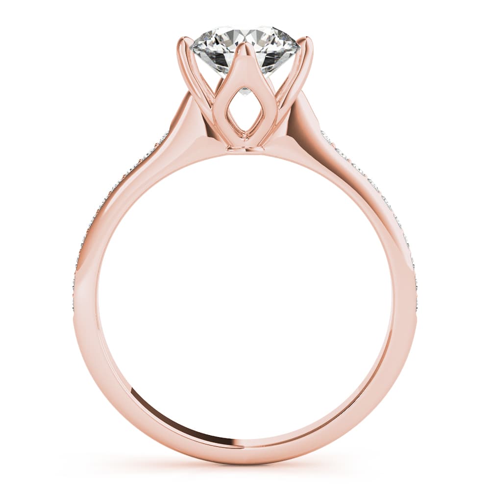 Single Row Prong Set Engagement Ring, style 51122, Side view in rose gold