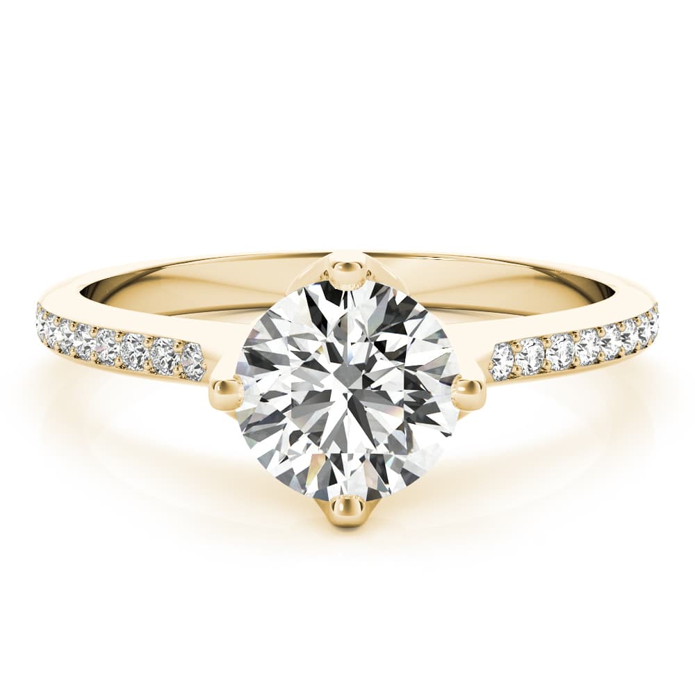 Single Row Prong Set Engagement Ring, style 51122, Top view in yellow gold