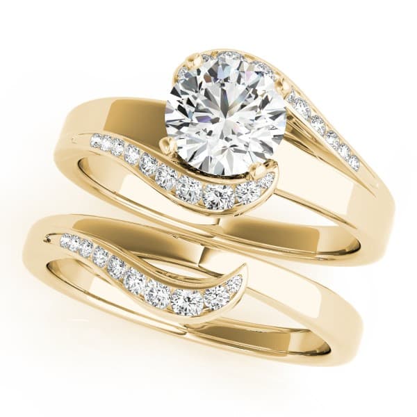 Engagement Ring, style 51123, On hand view in yellow gold