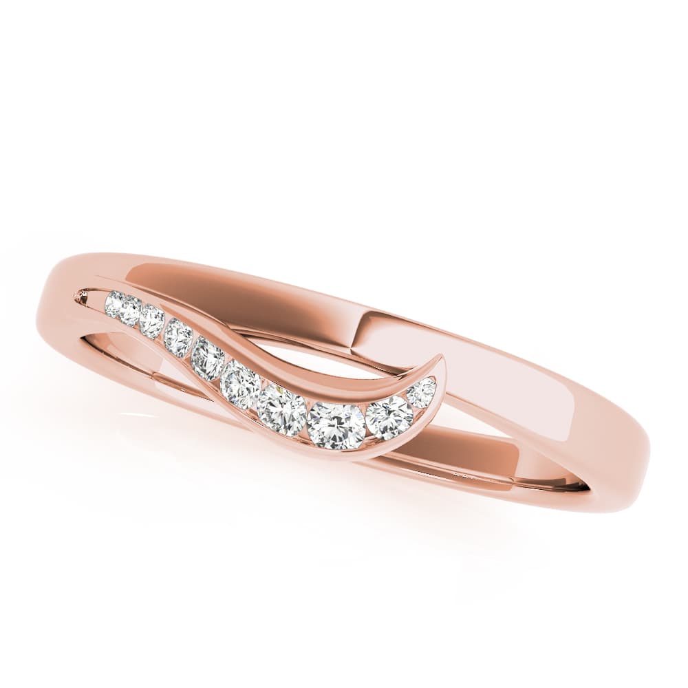 Channel Set Curved Wedding Band (0.09 ct. tw.), Front view in rose gold