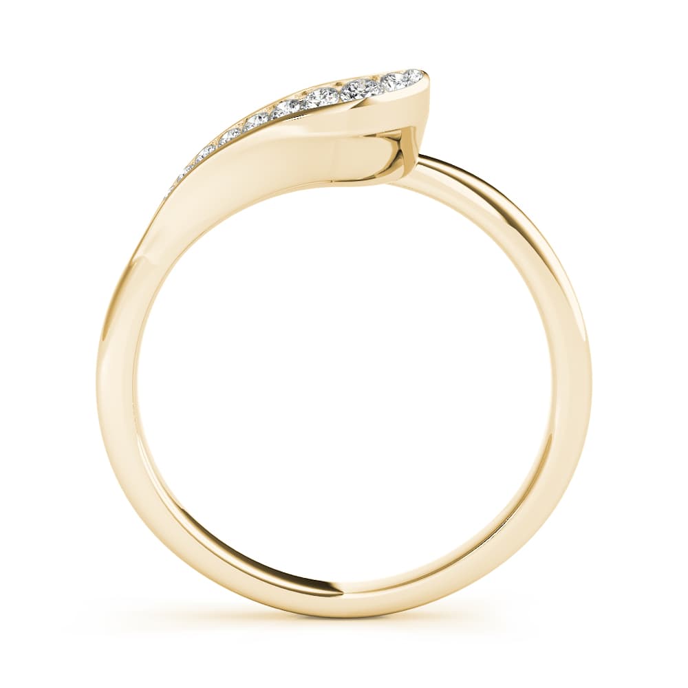 Channel Set Curved Wedding Band (0.09 ct. tw.), Side view in yellow gold