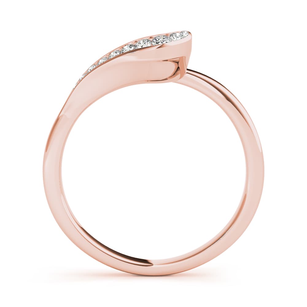 Channel Set Curved Wedding Band (0.09 ct. tw.), Side view in rose gold