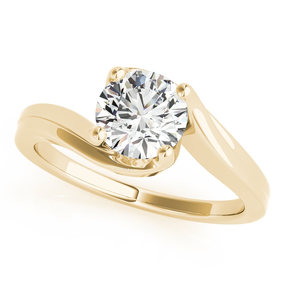 Bypass Solitaire Engagement Ring, style 51129, Front view in yellow gold