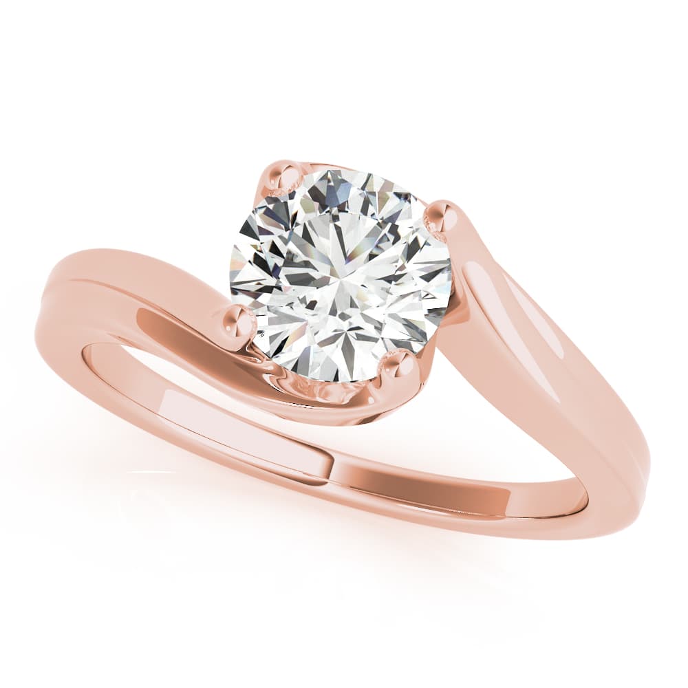 Bypass Solitaire Engagement Ring, style 51129, Front view in rose gold