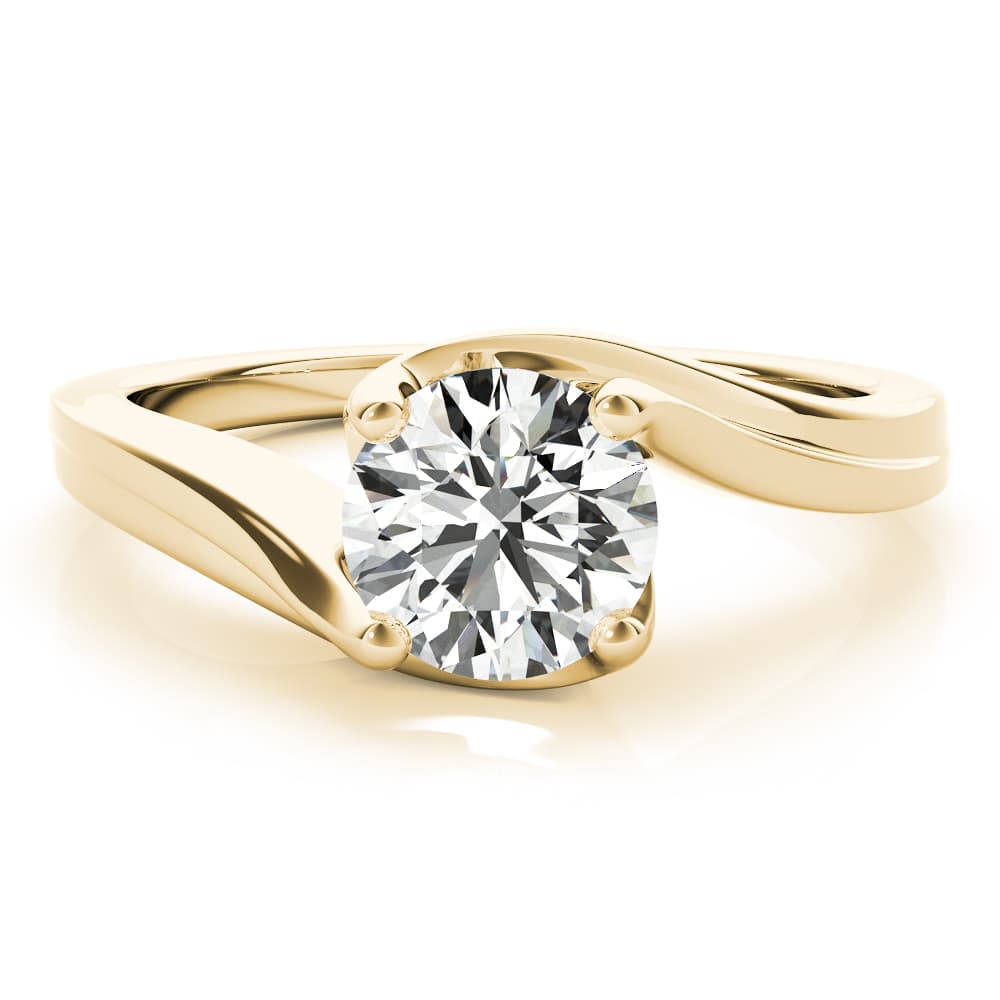 Bypass Solitaire Engagement Ring, style 51129, Angle view in yellow gold