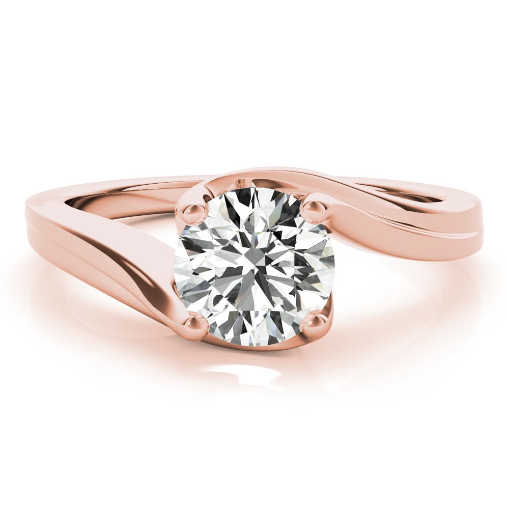 Bypass Solitaire Engagement Ring, style 51129, Angle view in rose gold
