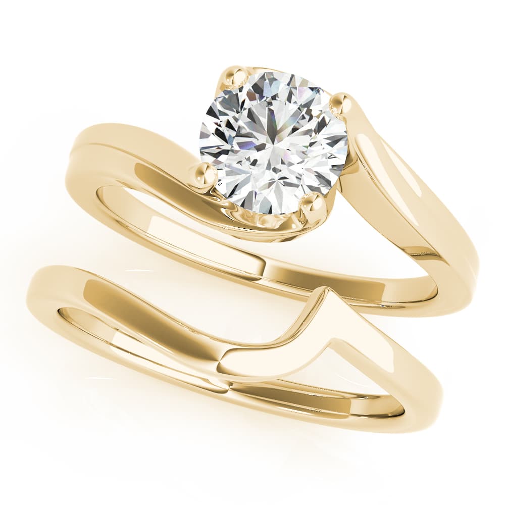 Bypass Solitaire Engagement Ring, style 51129, On hand view in yellow gold