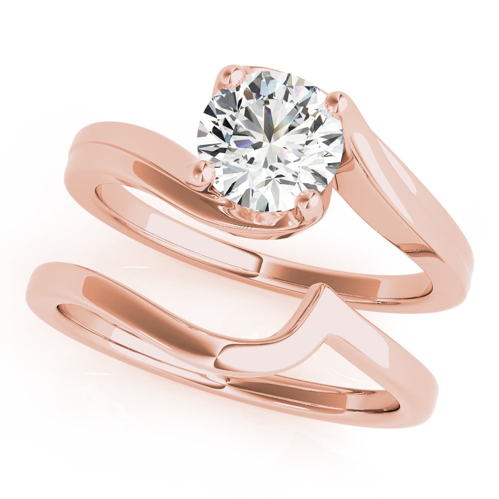 Bypass Solitaire Engagement Ring, style 51129, On hand view in rose gold