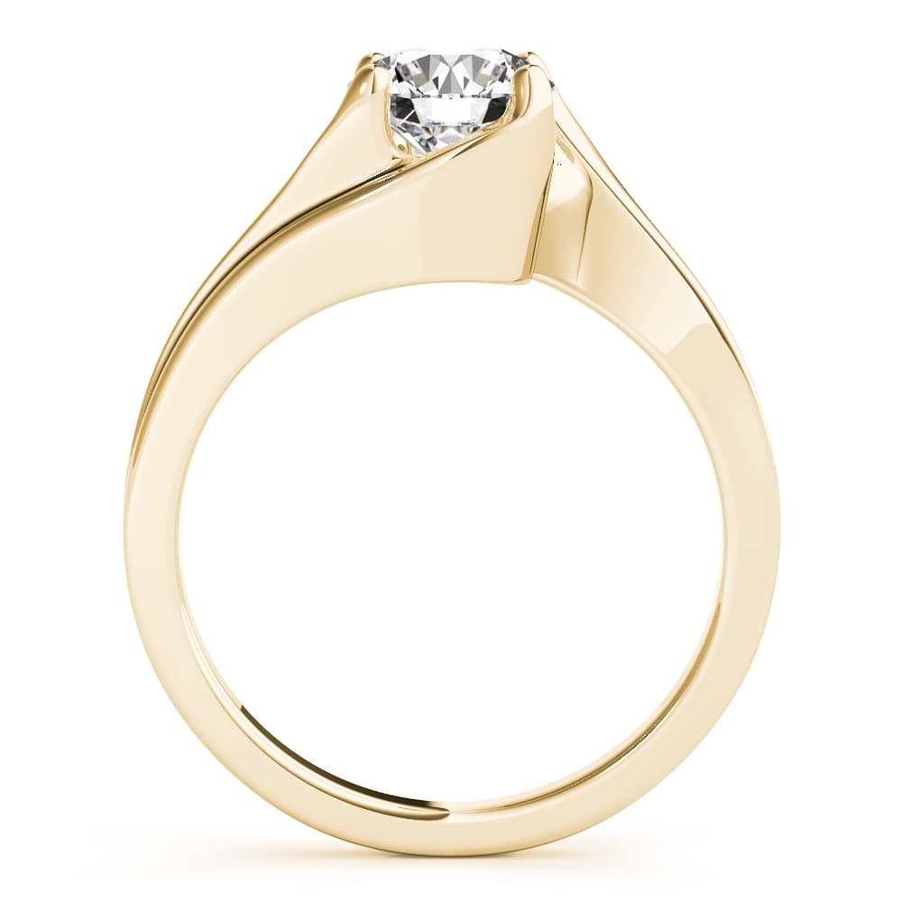 Bypass Solitaire Engagement Ring, style 51129, Side view in yellow gold