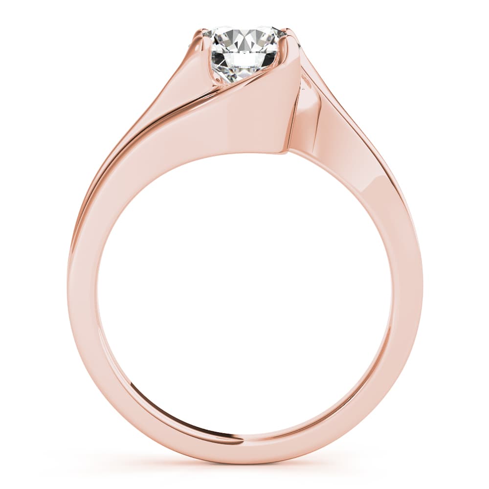 Bypass Solitaire Engagement Ring, style 51129, Side view in rose gold
