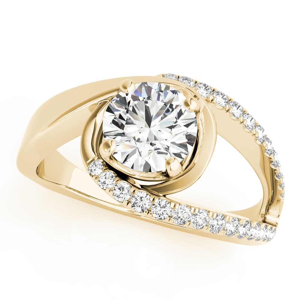 Bypass Euro Shank Engagement Ring, style 51130, Front view in yellow gold