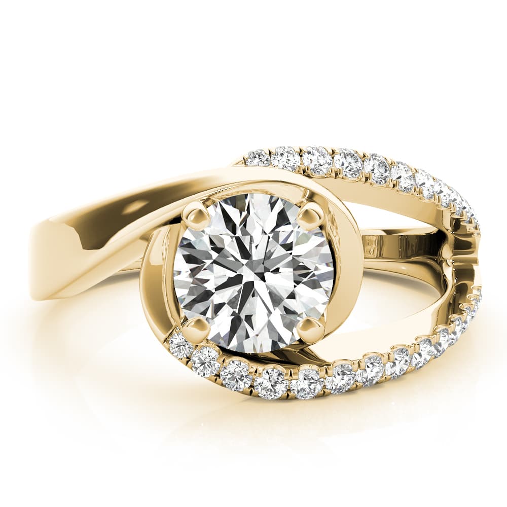Bypass Euro Shank Engagement Ring, style 51130, Angle view in yellow gold