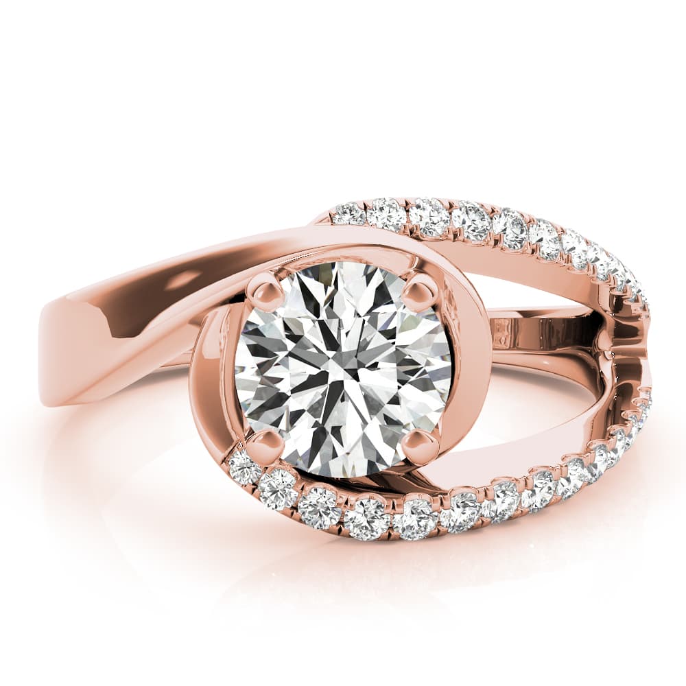 Bypass Euro Shank Engagement Ring, style 51130, Angle view in rose gold