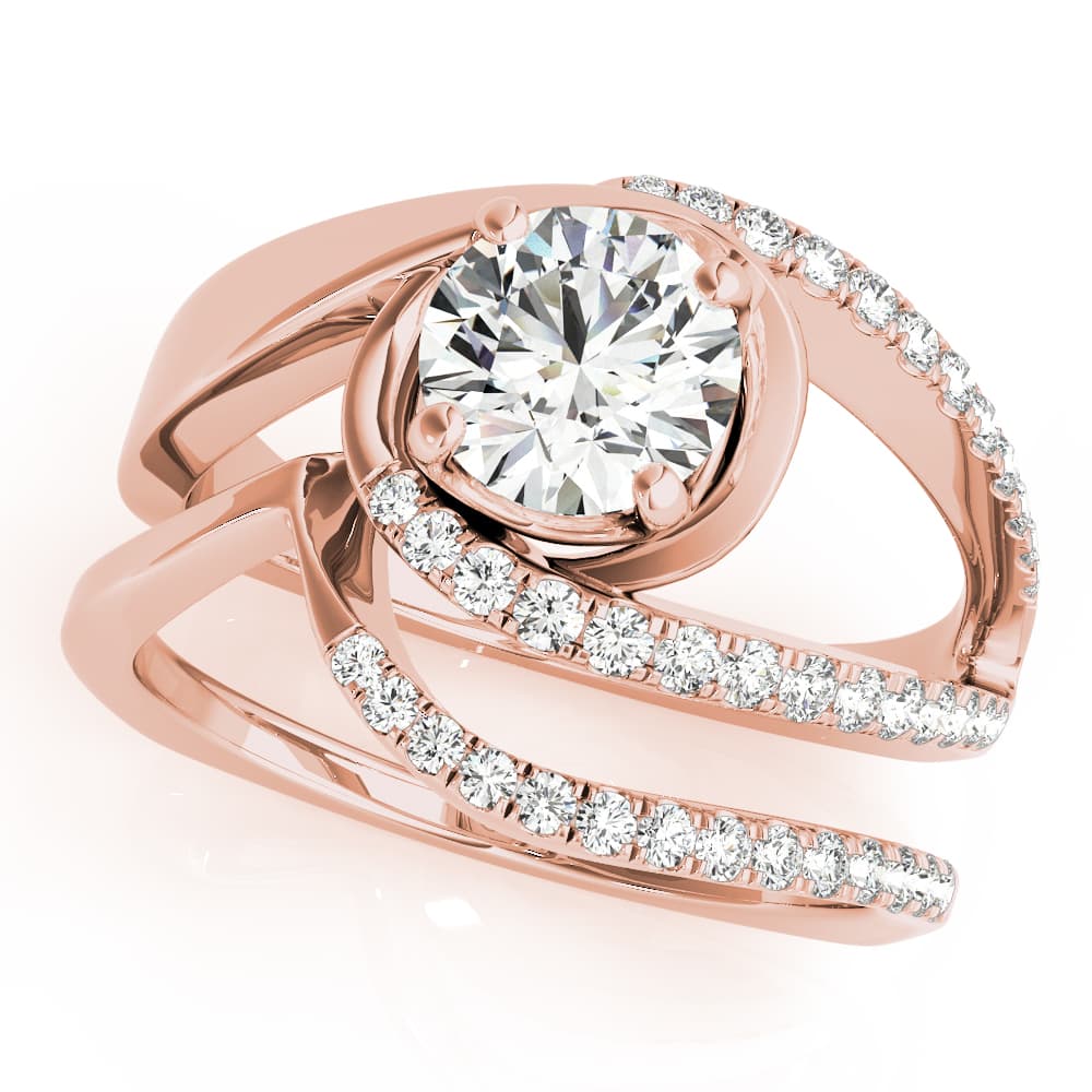 Bypass Euro Shank Engagement Ring, style 51130, On hand view in rose gold