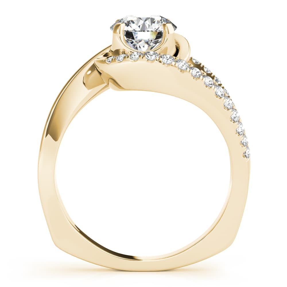 Bypass Euro Shank Engagement Ring, style 51130, Side view in yellow gold