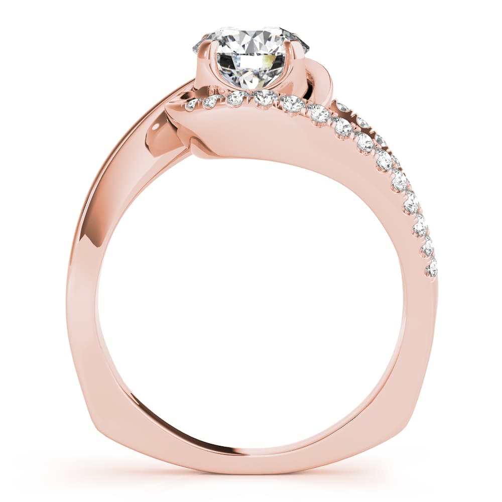 Bypass Euro Shank Engagement Ring, style 51130, Side view in rose gold