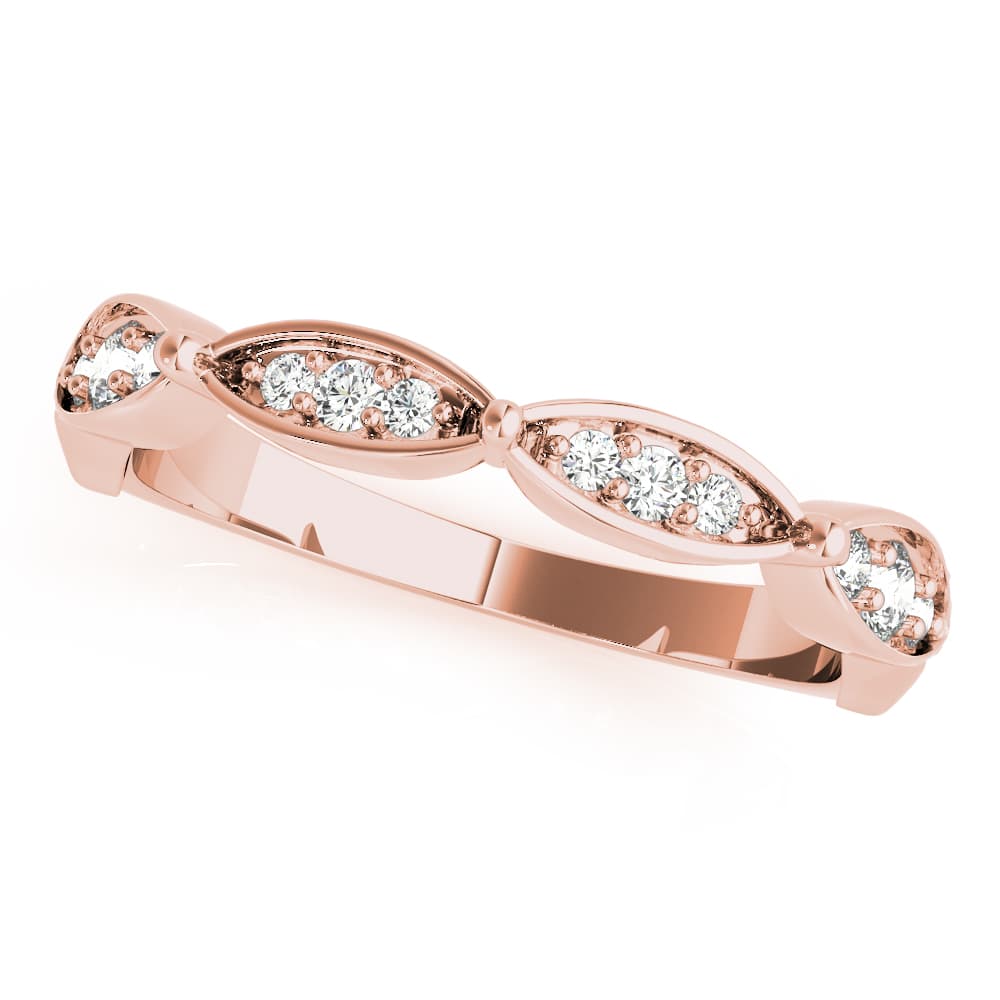 Scalloped Marquise Wedding Band (0.17 ct. tw.), Front view in rose gold