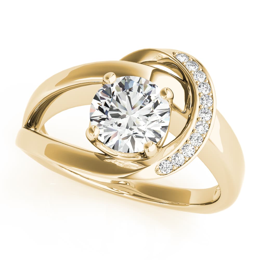 Bypass Single Row Engagement Ring, style 51132, Front view in yellow gold
