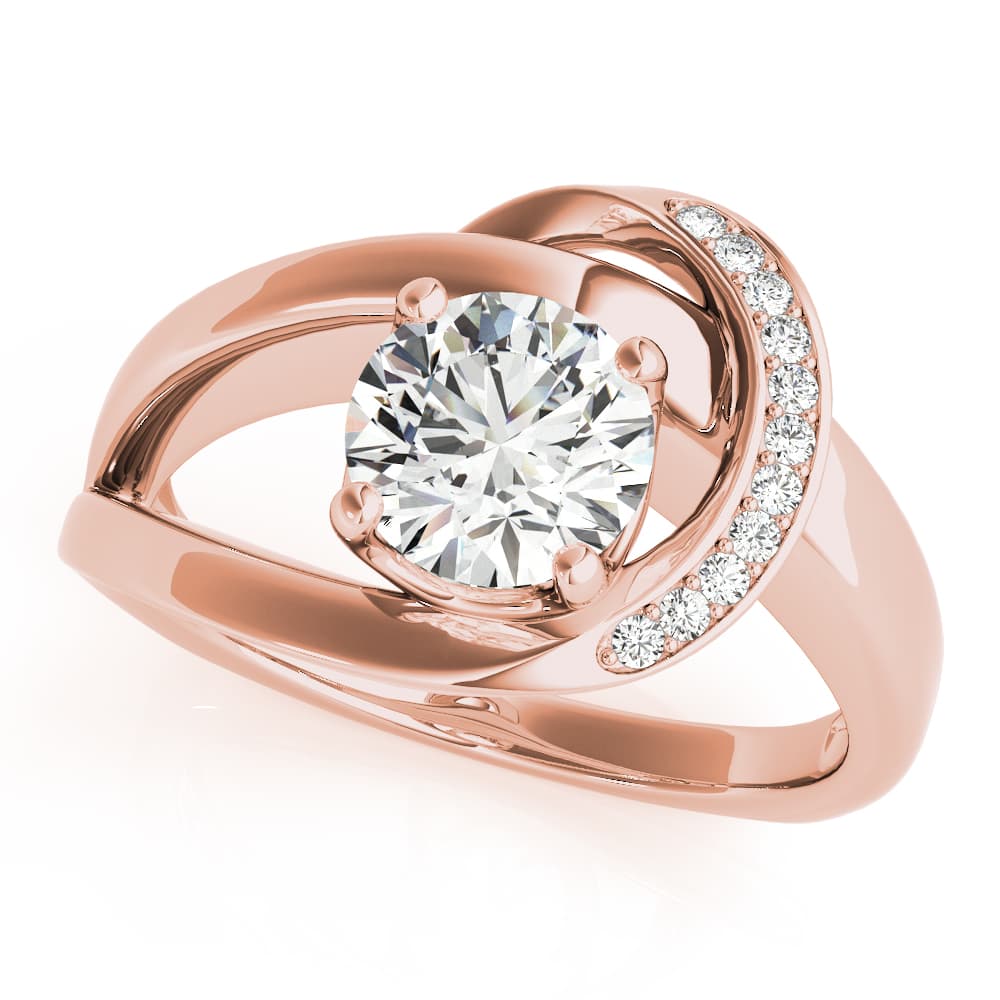 Bypass Single Row Engagement Ring, style 51132, Front view in rose gold