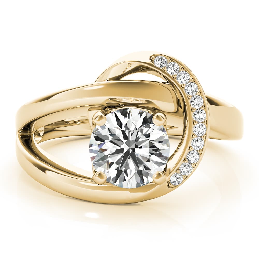 Bypass Single Row Engagement Ring, style 51132, Angle view in yellow gold