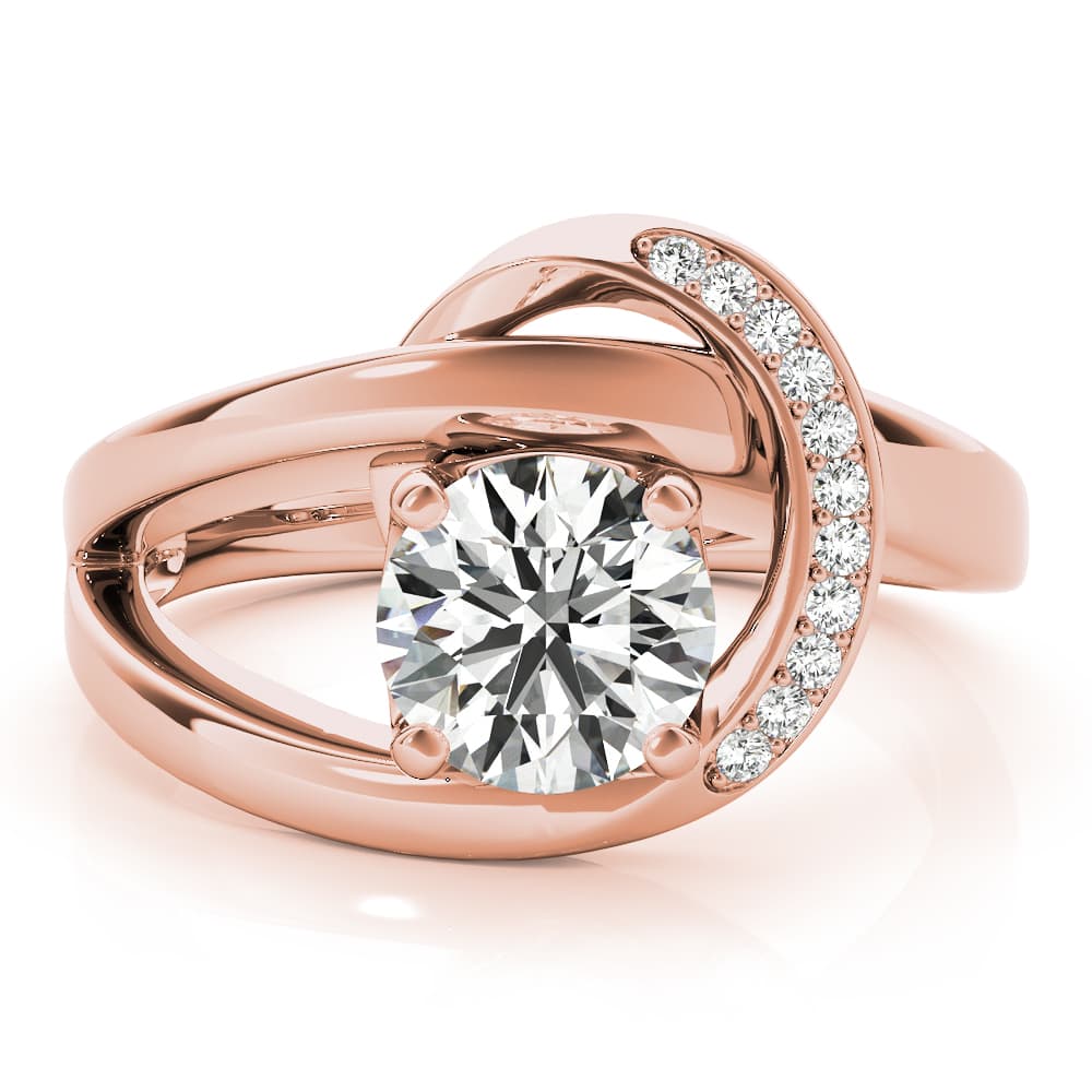 Bypass Single Row Engagement Ring, style 51132, Angle view in rose gold