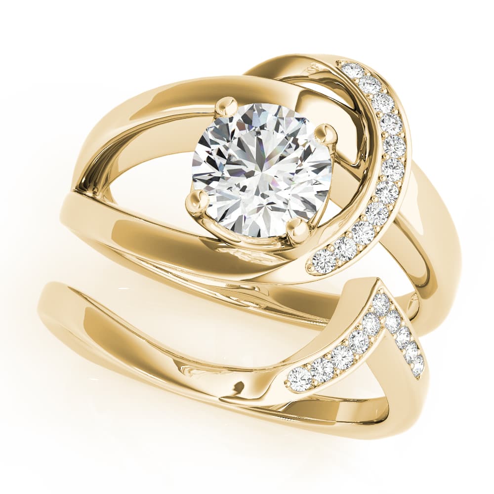 Bypass Single Row Engagement Ring, style 51132, On hand view in yellow gold