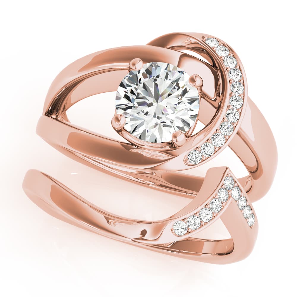 Bypass Single Row Engagement Ring, style 51132, On hand view in rose gold