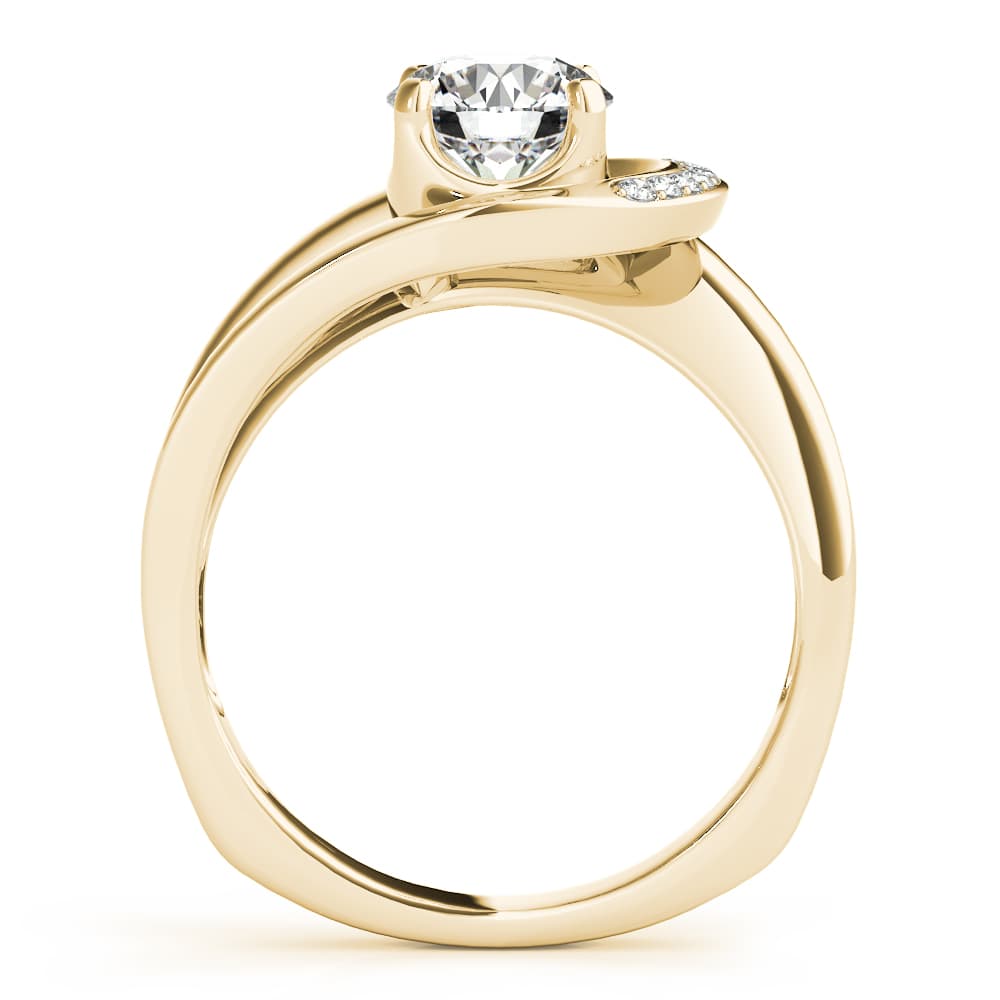 Bypass Single Row Engagement Ring, style 51132, Side view in yellow gold