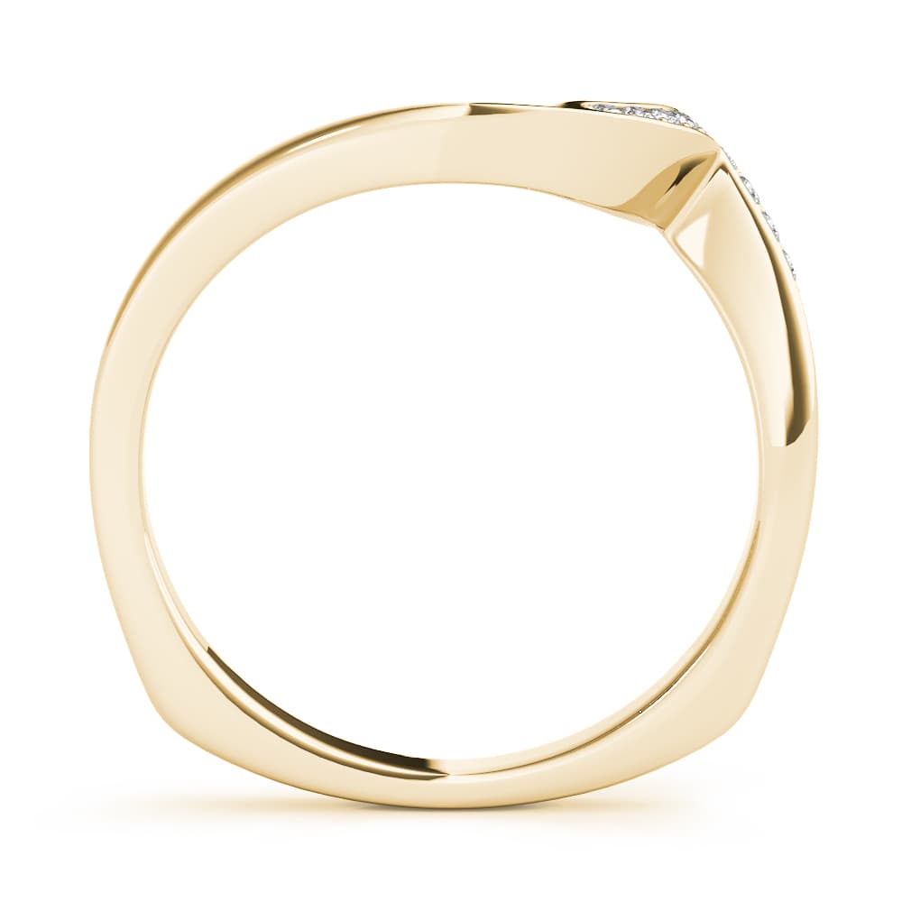Channel Set Prong Curved Wedding Band (0.05 ct. tw.), Side view in yellow gold
