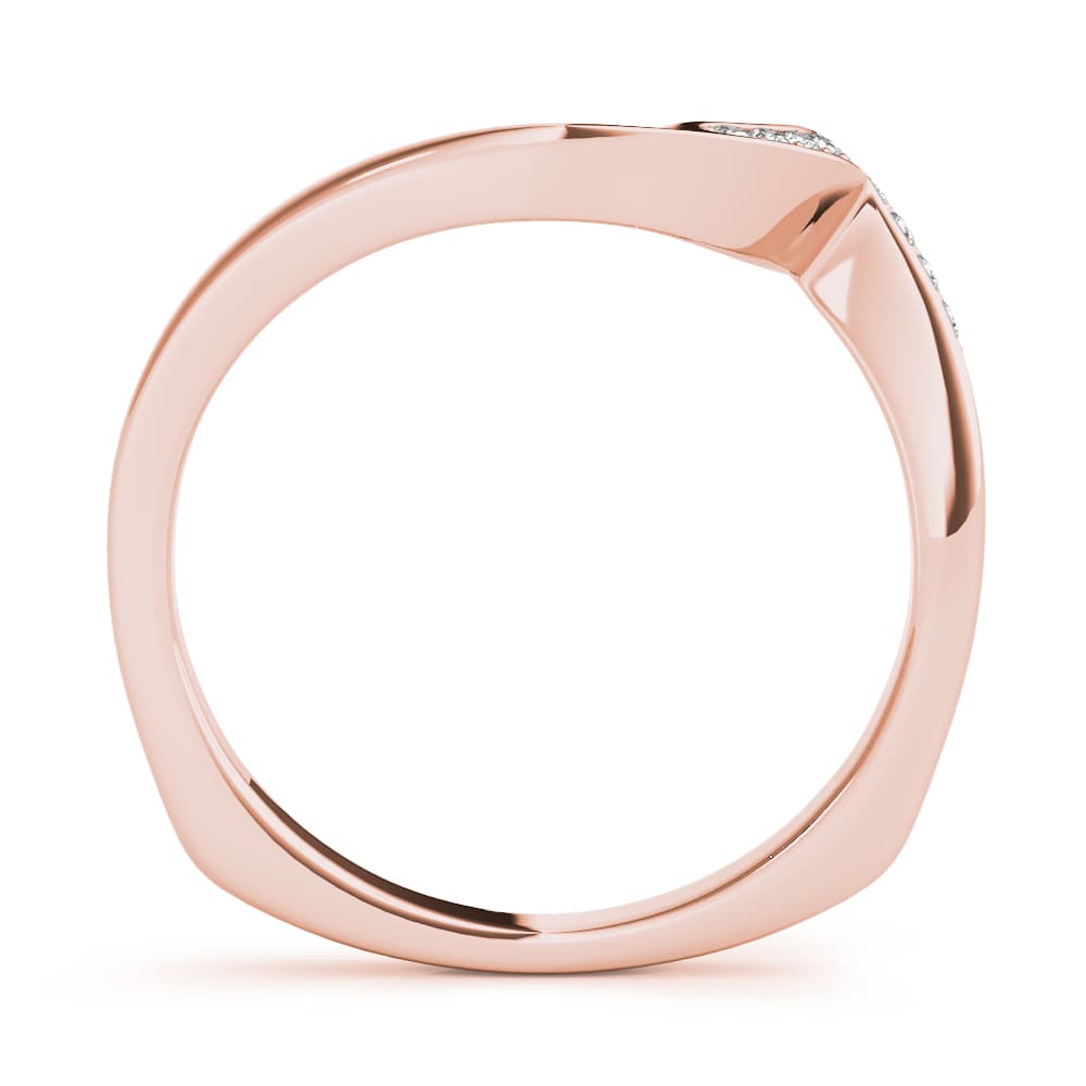 Channel Set Prong Curved Wedding Band (0.05 ct. tw.), Side view in rose gold