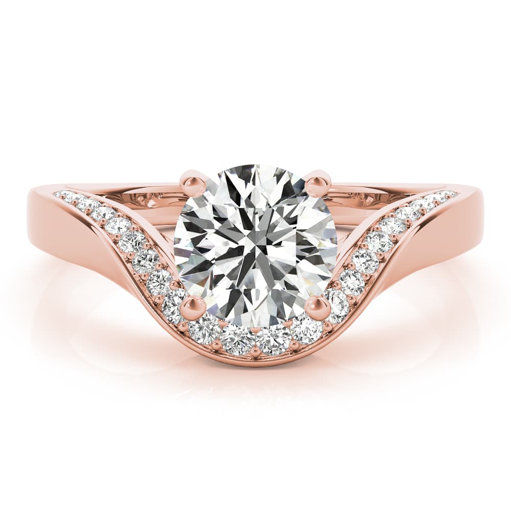 Euro Shank Engagement Ring, style 51133, Angle view in rose gold