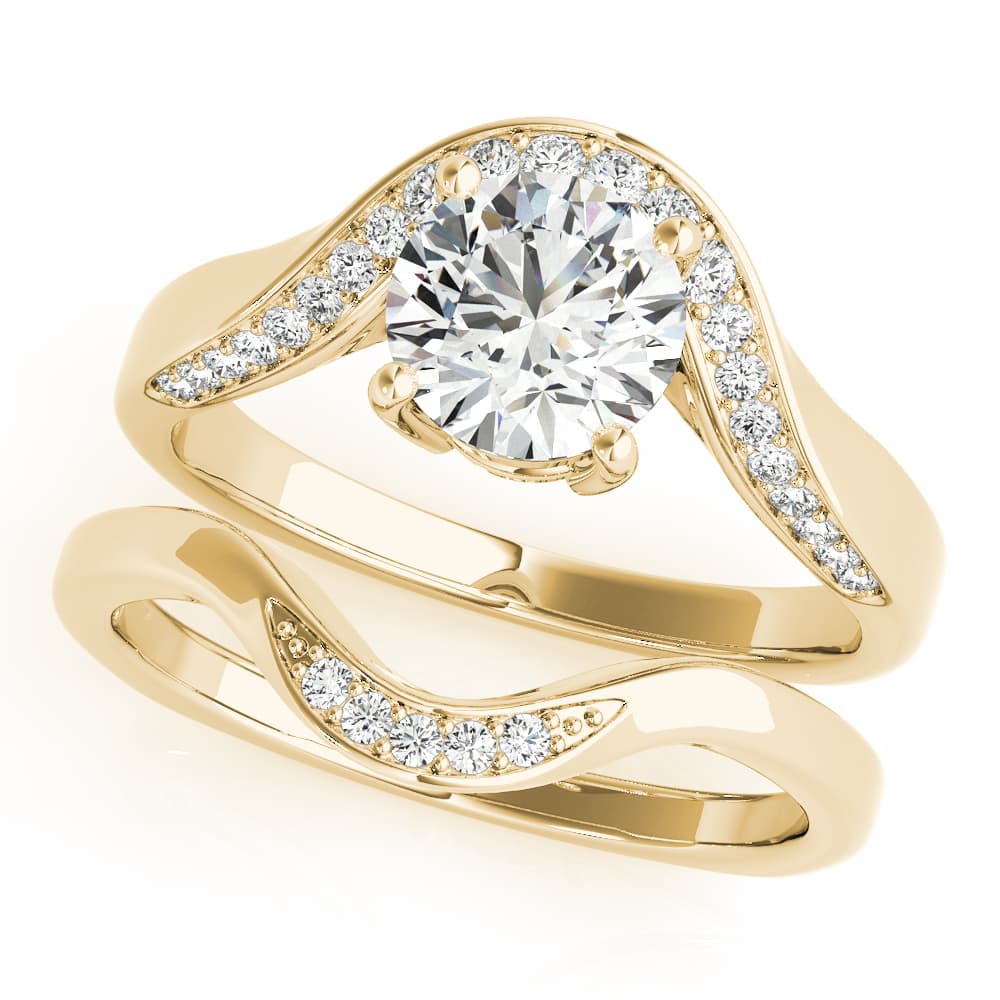 Euro Shank Engagement Ring, style 51133, On hand view in yellow gold
