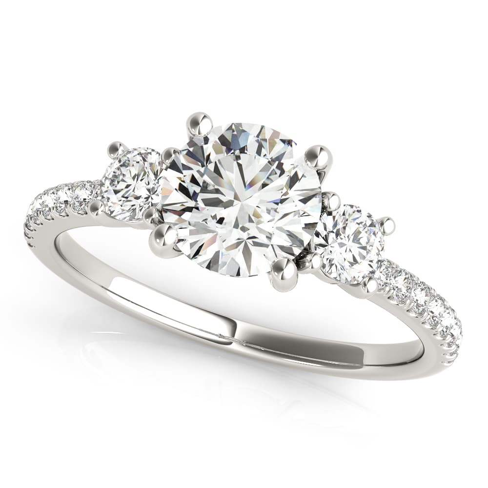 3-Stone Solitaire Split Prong Engagement Ring — style 51134 in 10k White Gold