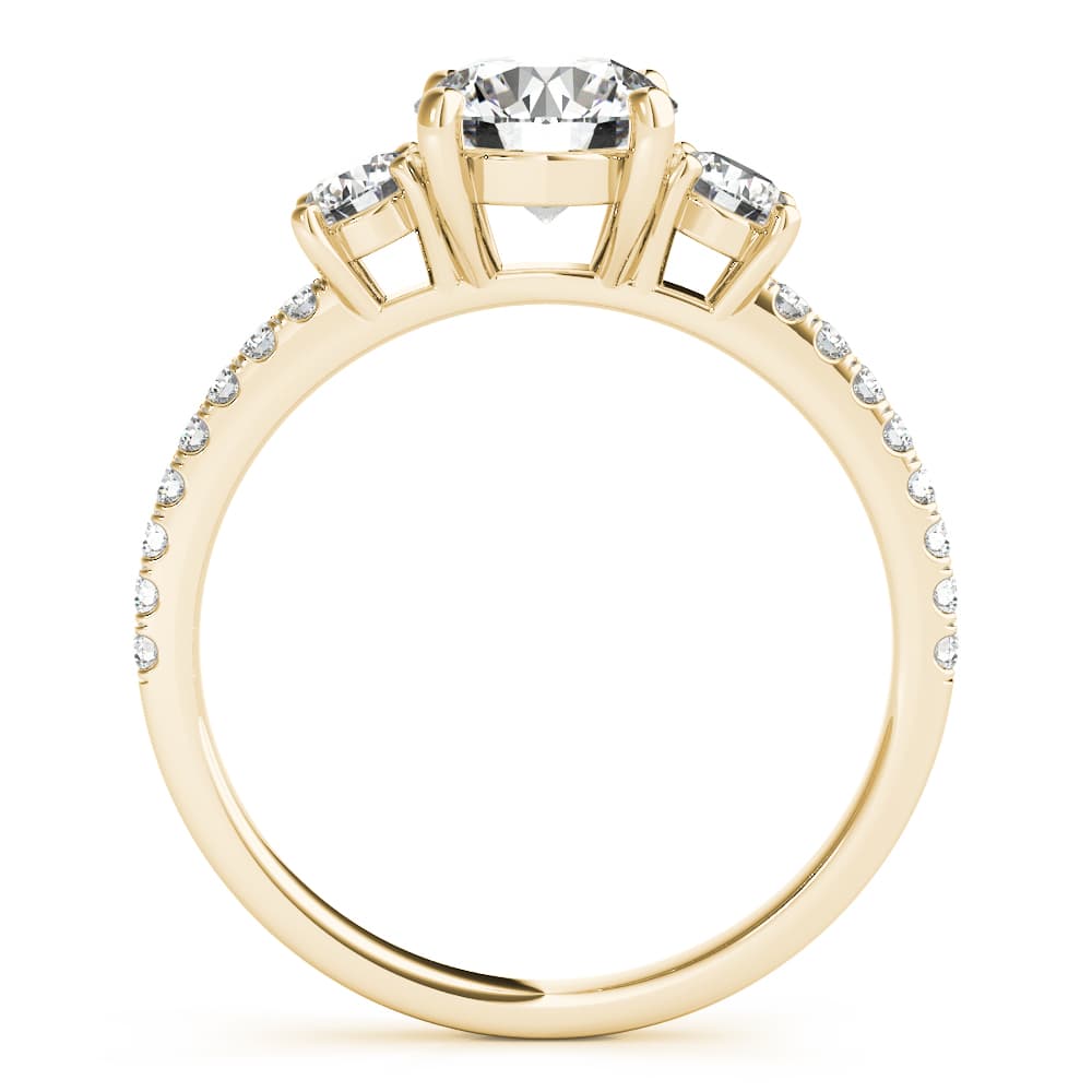 3-Stone Solitaire Split Prong Engagement Ring, style 51134, Side view in yellow gold