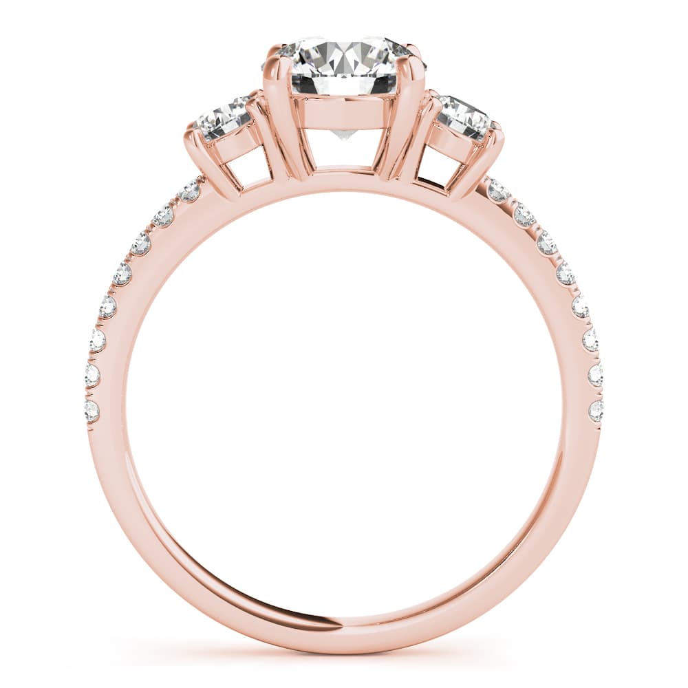 3-Stone Solitaire Split Prong Engagement Ring, style 51134, Side view in rose gold