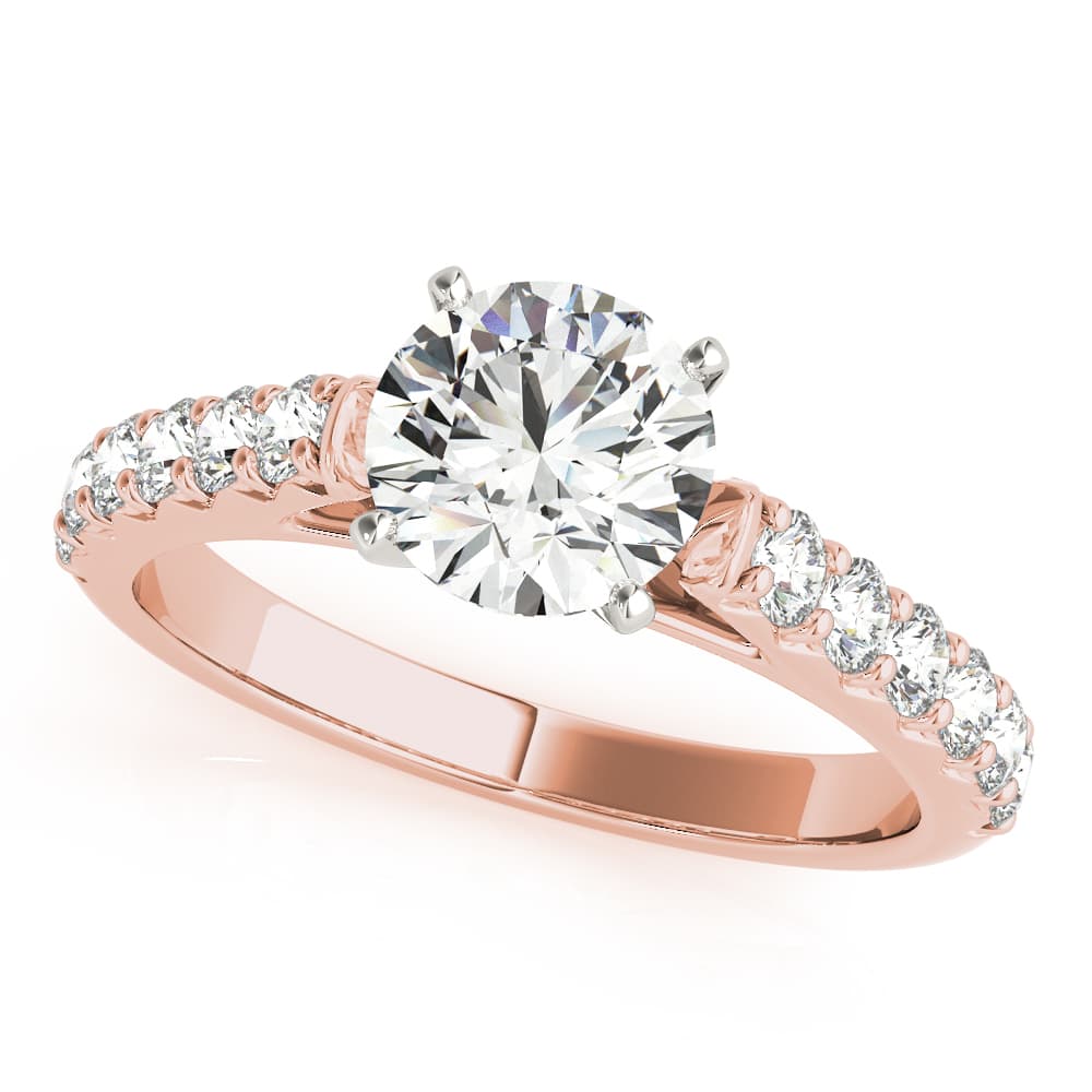 Single Row Cathedral Prong Set Engagement Ring, style 51135, Front view in rose gold