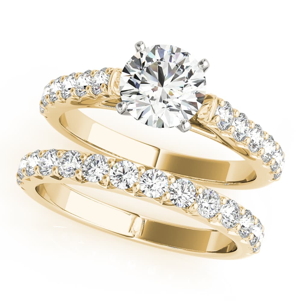 Single Row Cathedral Prong Set Engagement Ring, style 51135, On hand view in yellow gold