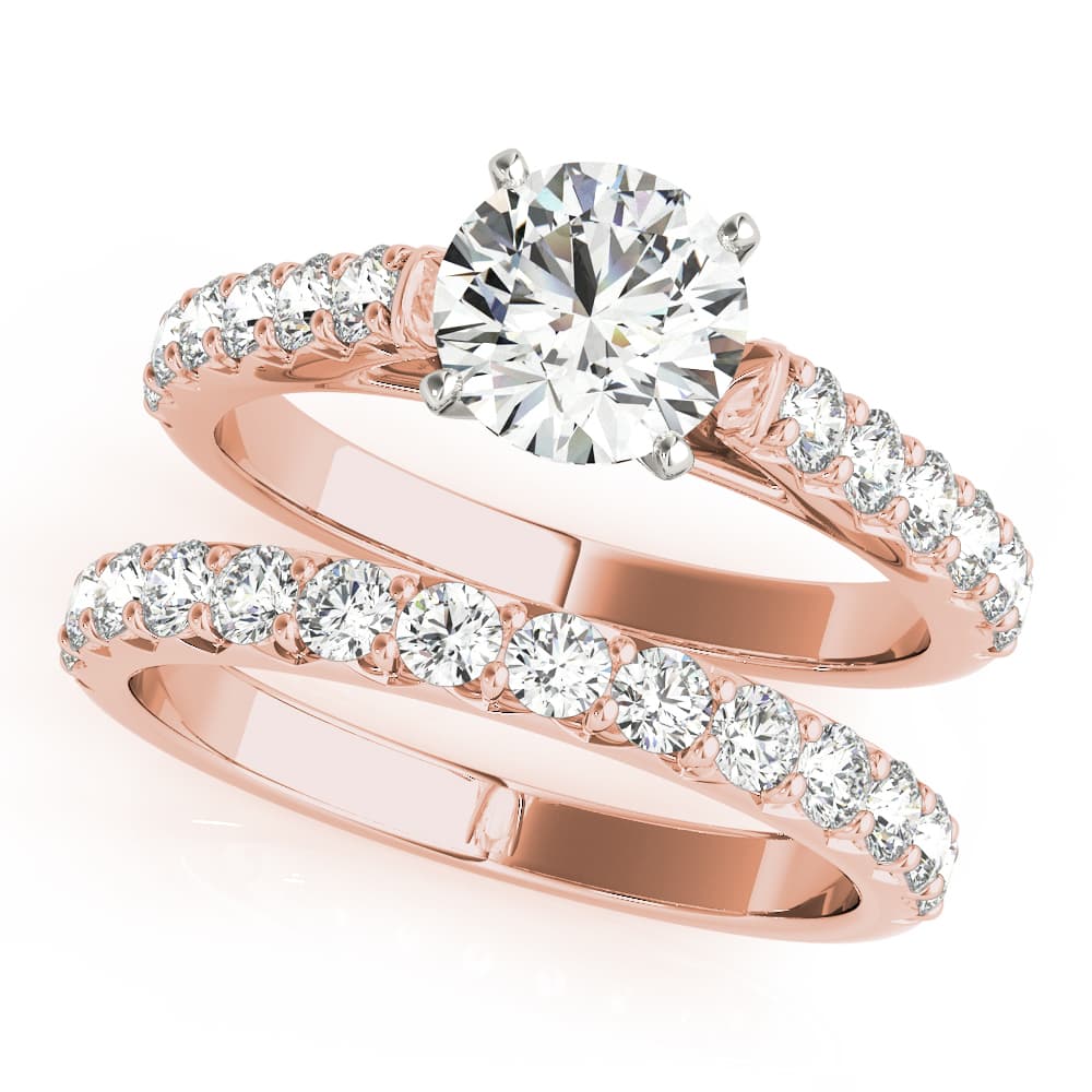 Single Row Cathedral Prong Set Engagement Ring, style 51135, On hand view in rose gold