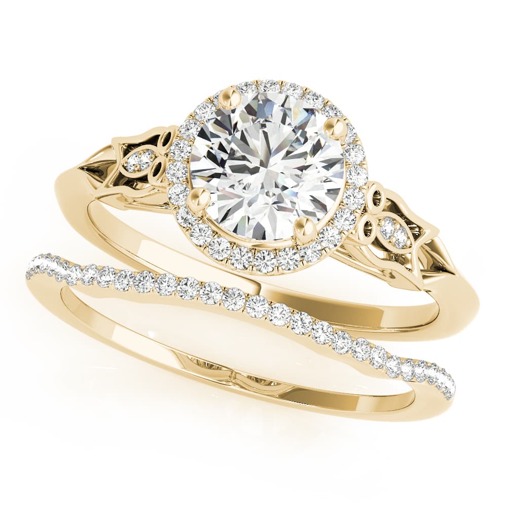 Engagement Ring, style 51137, On hand view in yellow gold