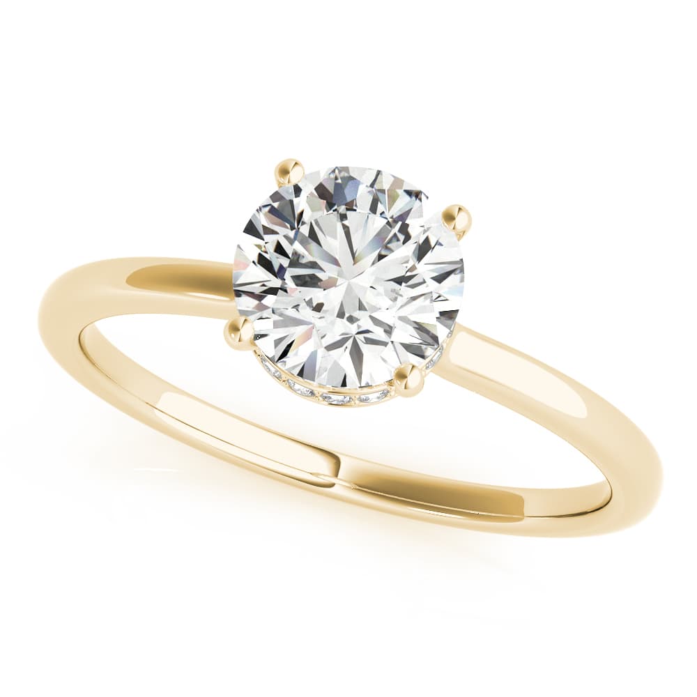 Round Hidden Halo Engagement Ring, style 51138, Front view in yellow gold