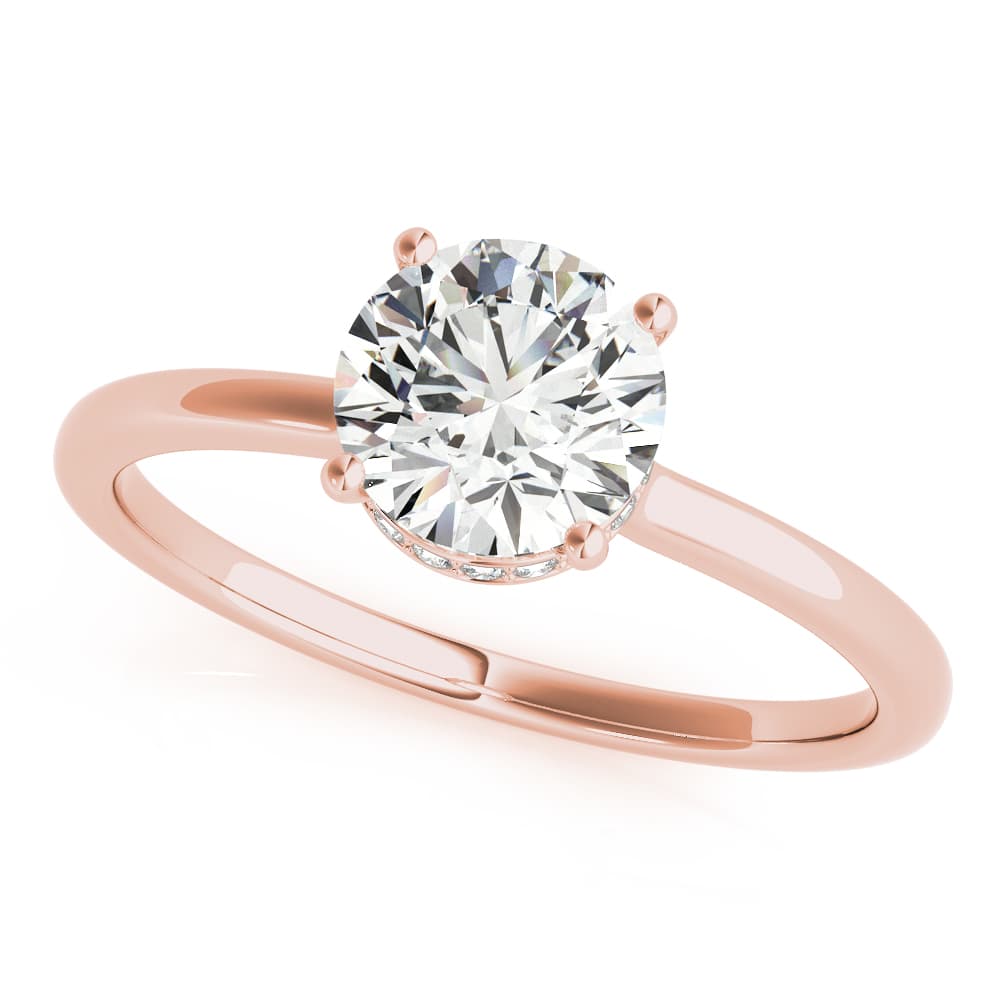 Round Hidden Halo Engagement Ring, style 51138, Front view in rose gold