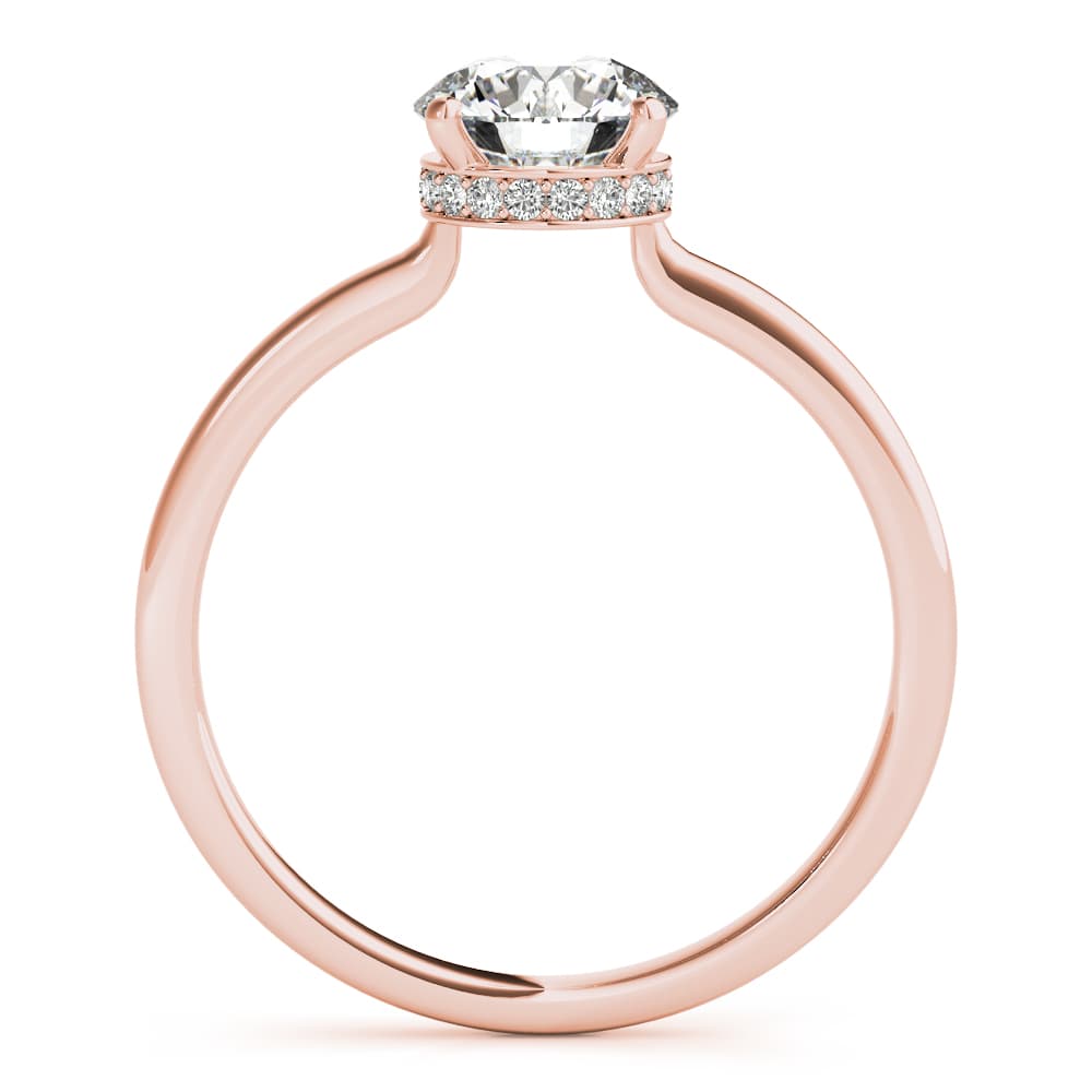 Round Hidden Halo Engagement Ring, style 51138, Side view in rose gold
