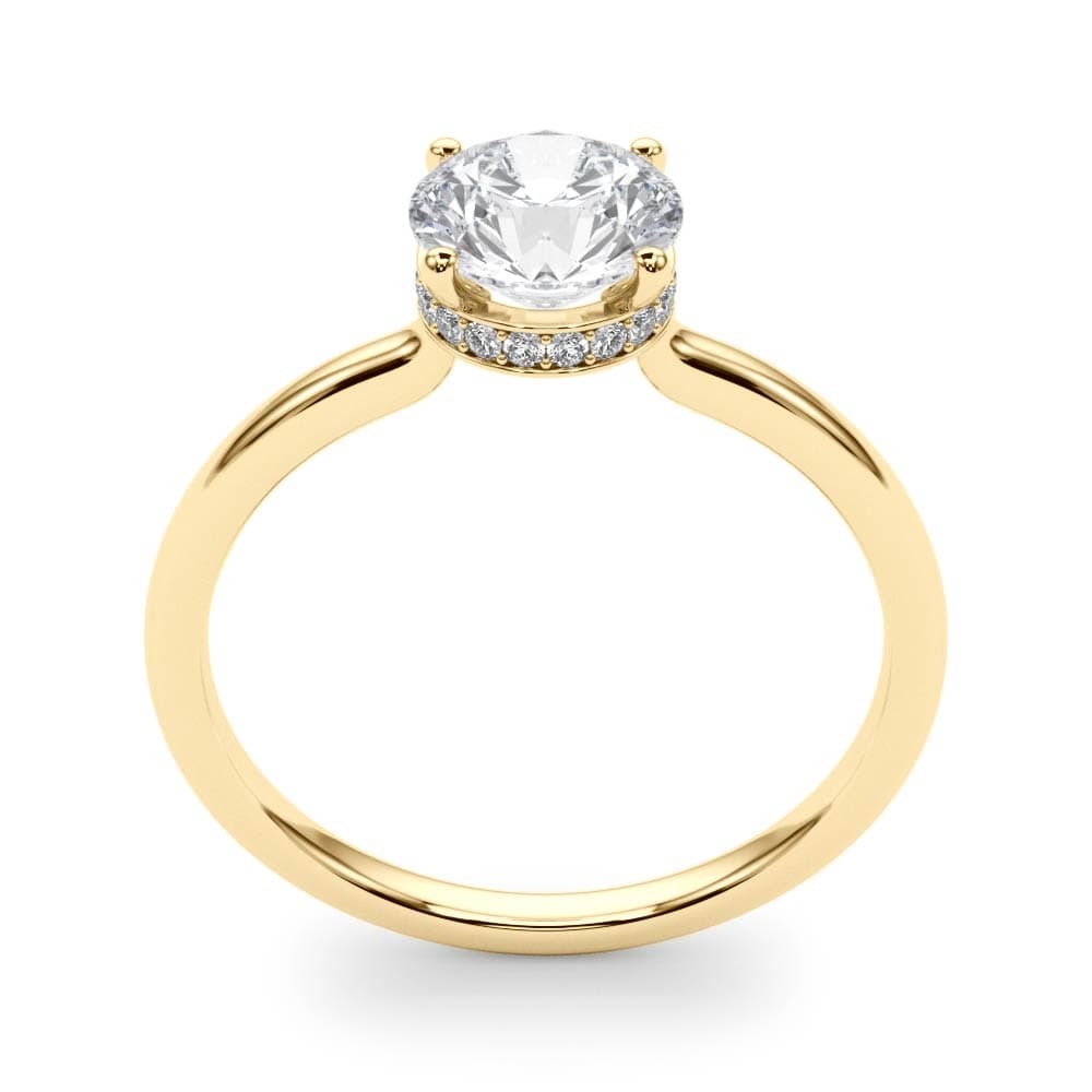 Round Hidden Halo Engagement Ring, style 51138, Top view in yellow gold