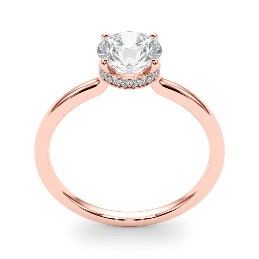 Round Hidden Halo Engagement Ring, style 51138, Top view in rose gold
