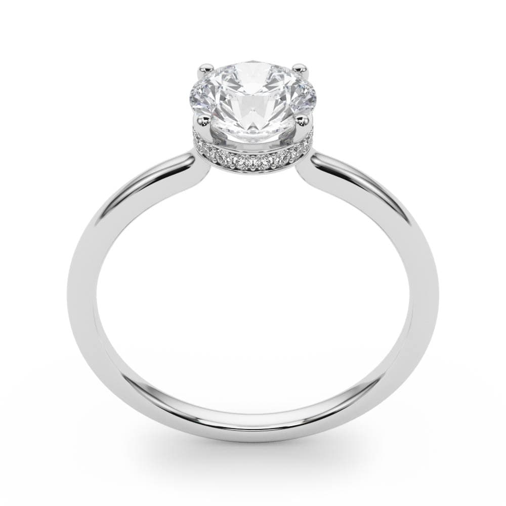 Round Hidden Halo Engagement Ring, style 51138, Top view in white gold or platinum
