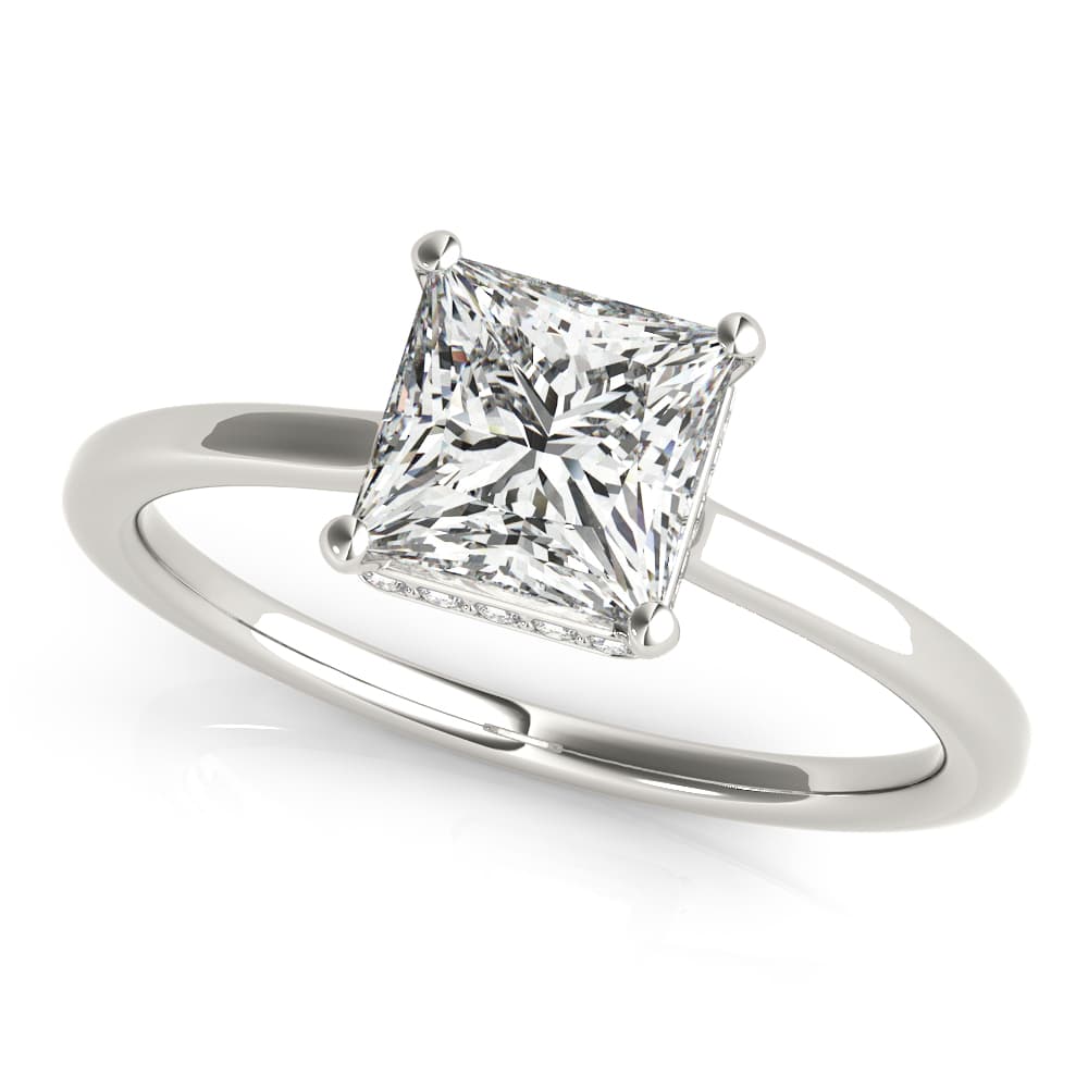 Square & Princess Cut Hidden Halo Engagement Ring — style 51139 in 10k White Gold